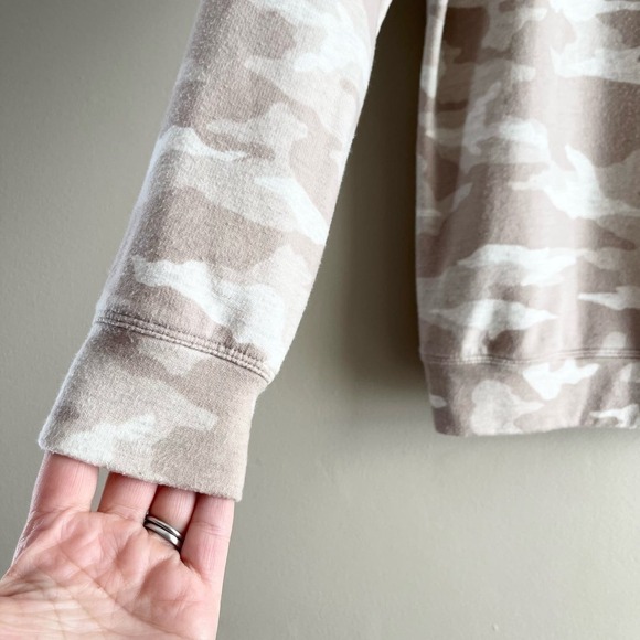 Athleta Studio To Street Print Sweatshirt Camo Lux Oatmeal Heather/Neutral, XXS - Picture 8 of 13